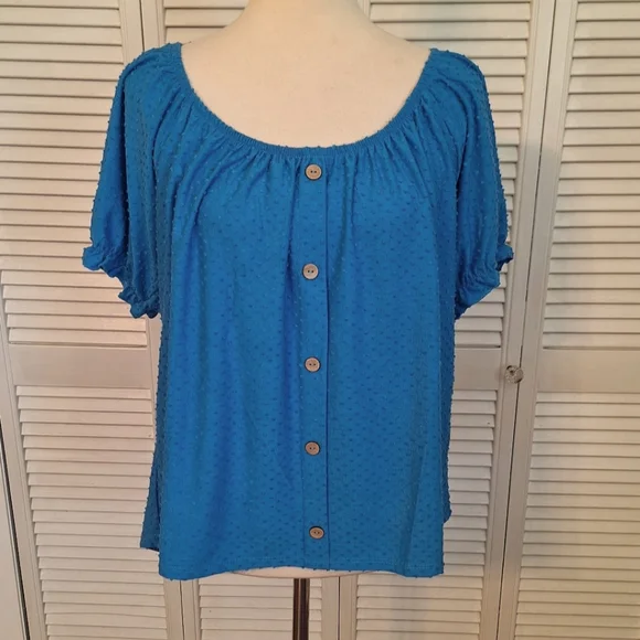 Philosophy seafarer blue chenille oversized boho blouse top NWT LG *D5 - Picture 1 of 7